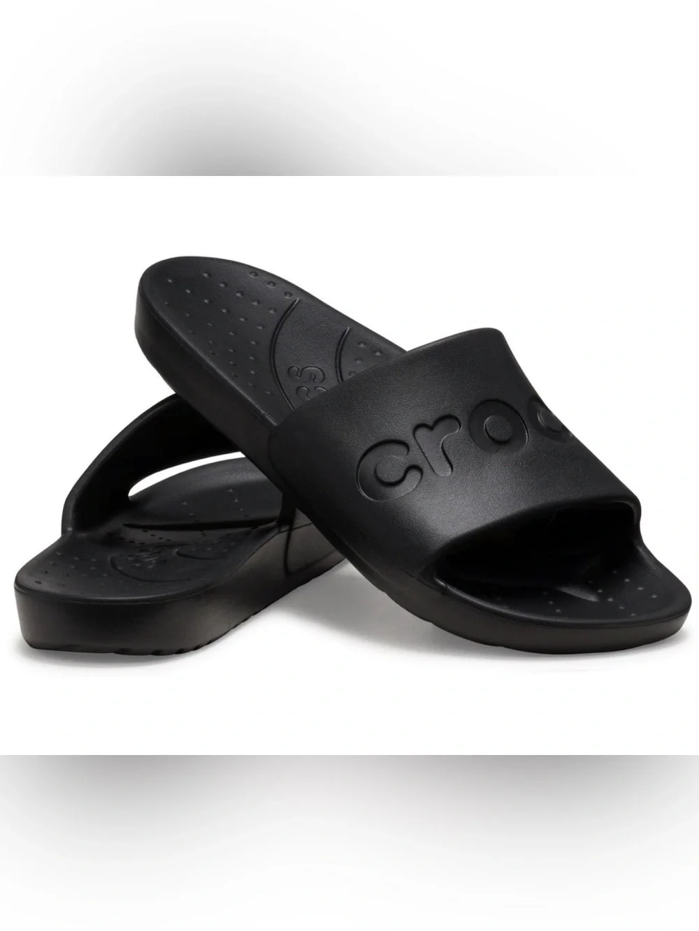 🖤Unisex CROCS Black Slide Sandals with Embossed Logo🖤